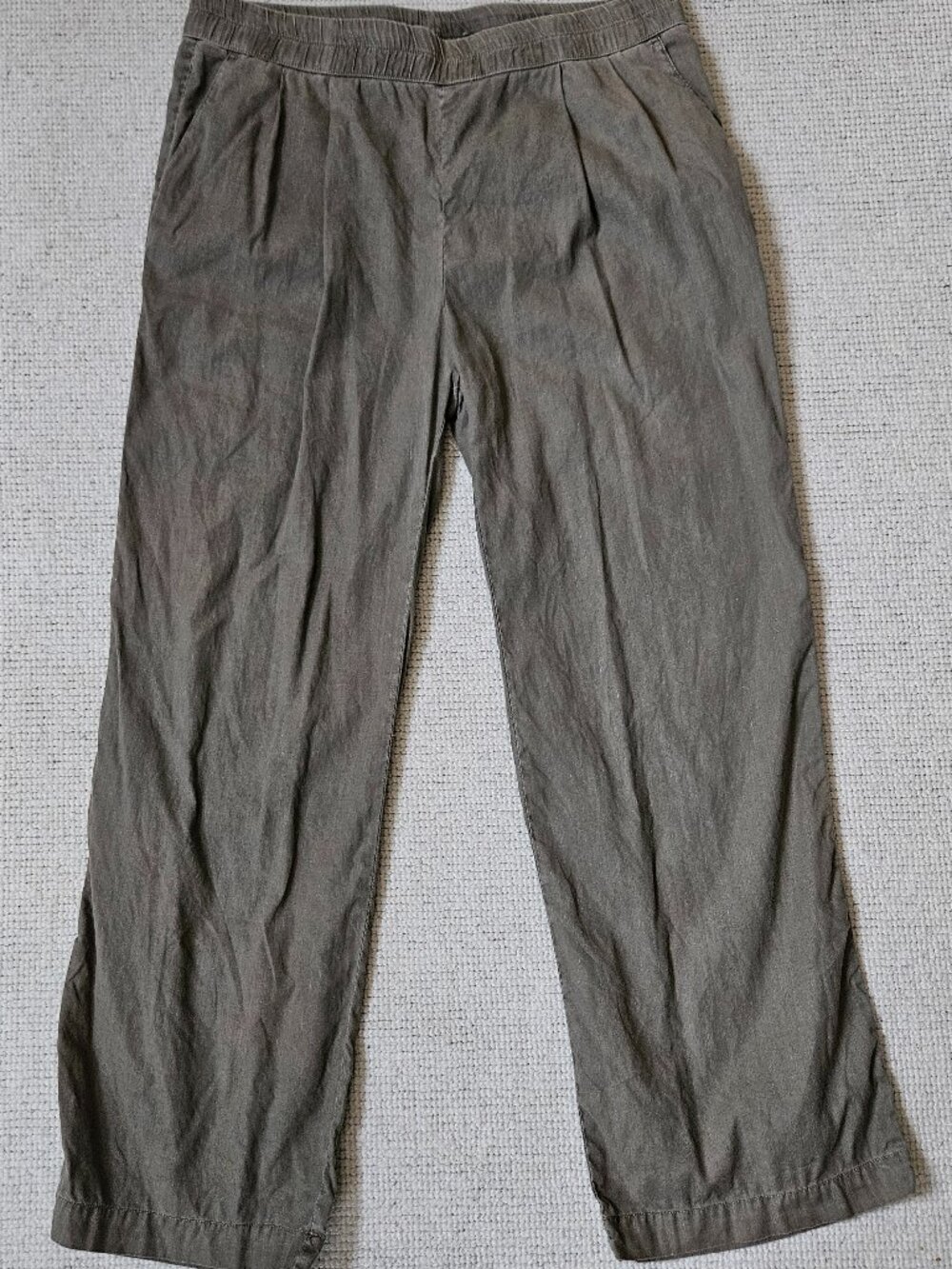 James Perse Green Linen Cotton Blend Straight Leg Pull-On Pants "4" or XL Casual